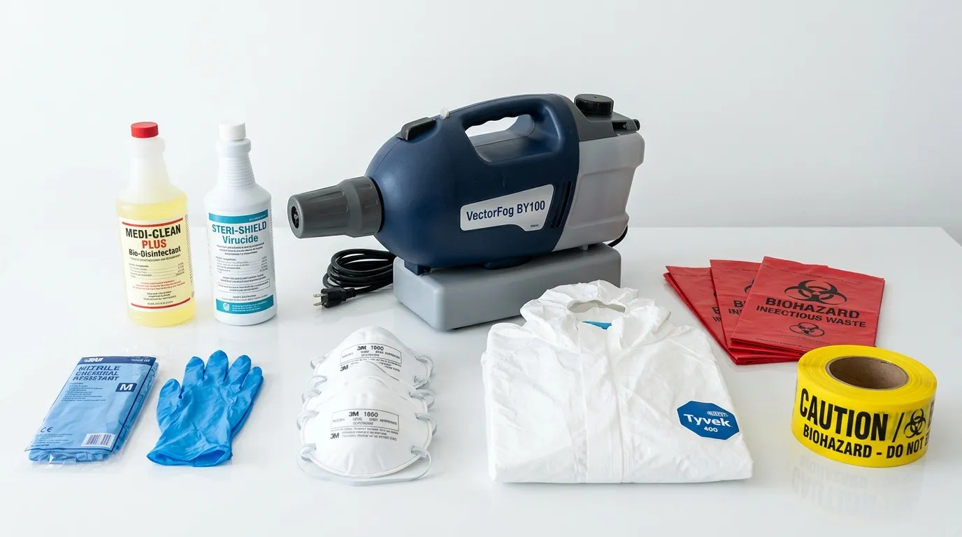 Professional biohazard remediation crew working in West University Place